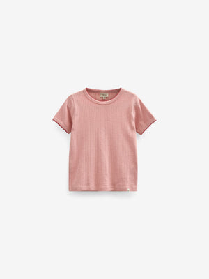 Pointelle T-shirt met contrasterende picot - Tween - Rose Tan | 101288 Drew