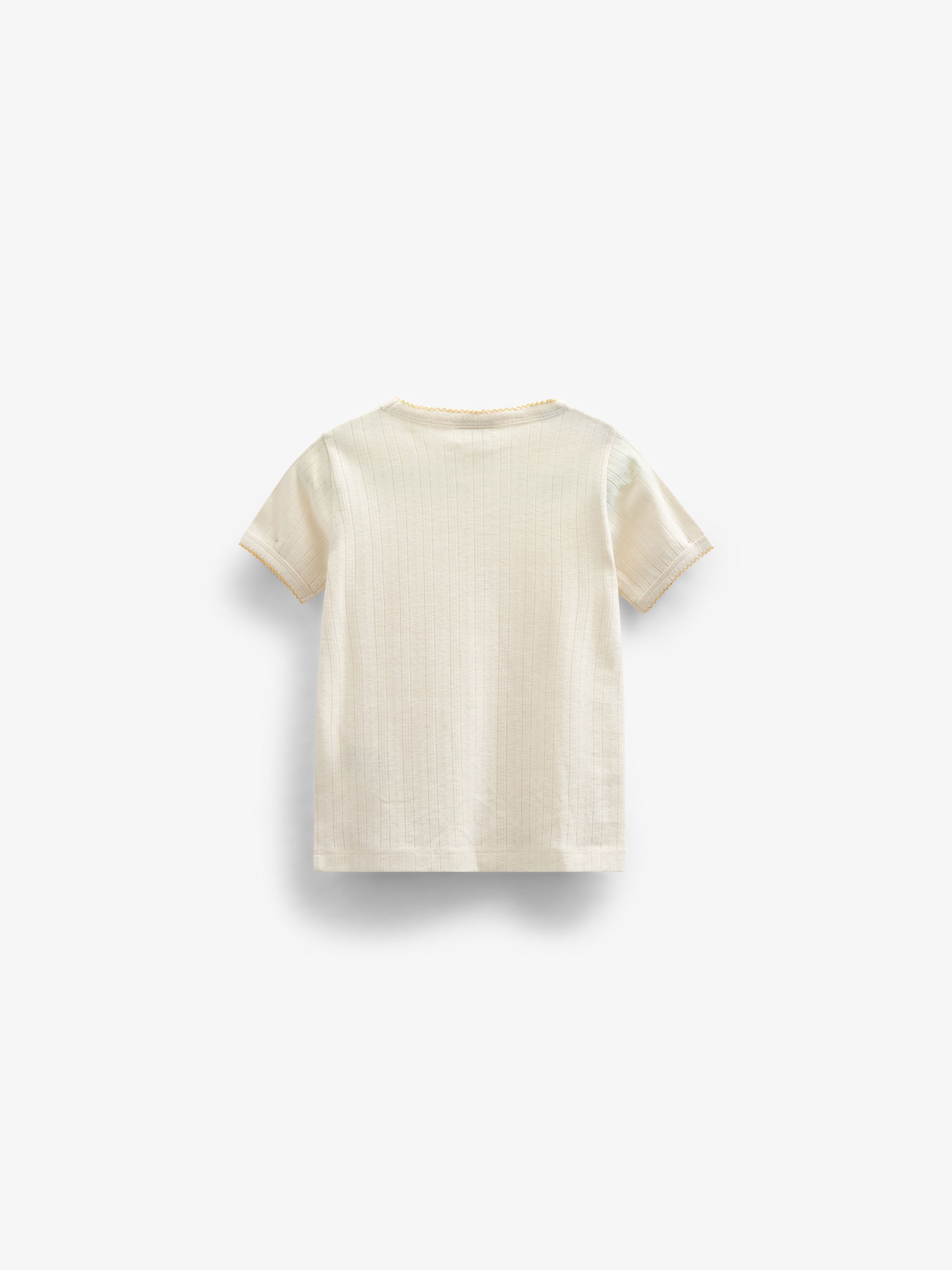 Pointelle T-shirt met contrasterende picot - Tween - Off White | 101290 Drew