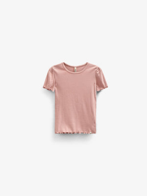 Rib T-shirt van Modal - Kids - Rose Tan | 101298 Lottie