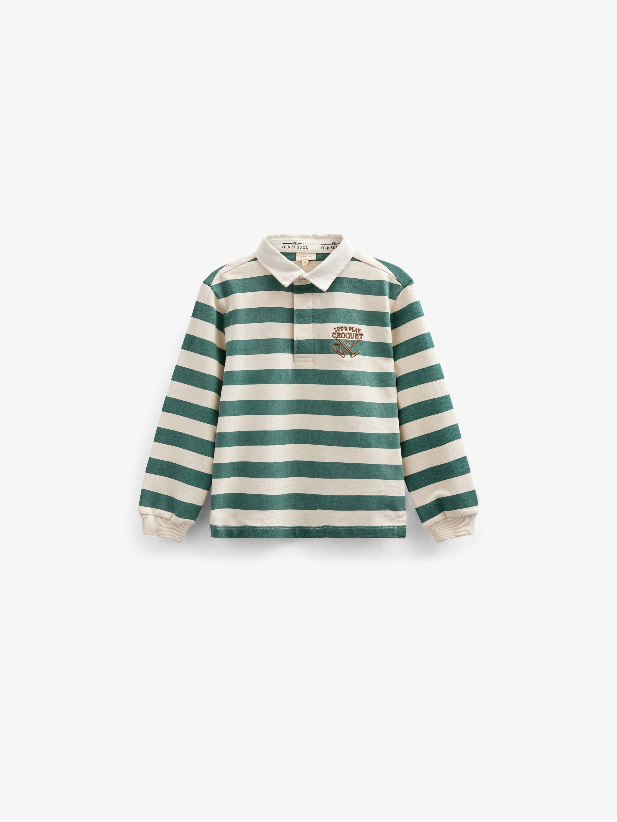 Gestreept Polo Sweatshirt - Kids - Tropical Green/Offwhite | 101340 Marco