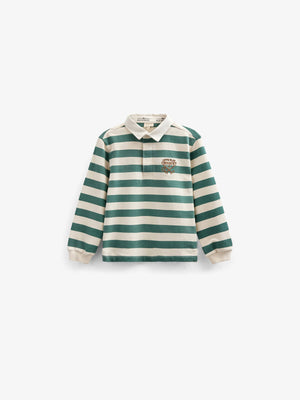 Gestreept Polo Sweatshirt - Tween - Tropical Green/Offwhite | 101341 Marco