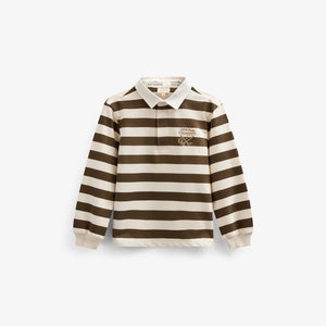 Gestreept Polo Sweatshirt - Kids - Dark Brown/Offwhite | 101397 Marco