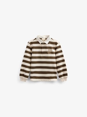 Gestreept Polo Sweatshirt - Kids - Dark Brown/Offwhite | 101397 Marco
