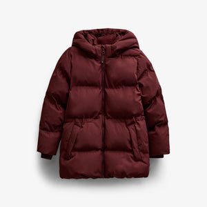 Winter Puffer Jacket with Drawstring - Kids - Bordeaux | 101415 Elenor