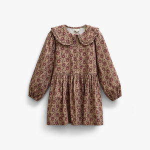 Gebloemde katoenen jurk met rucheskraag Kids - Rose/Bordeaux | 101425 Nova