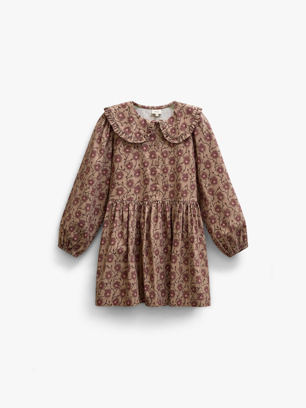 Gebloemde katoenen jurk met rucheskraag Kids - Rose/Bordeaux | 101425 Nova