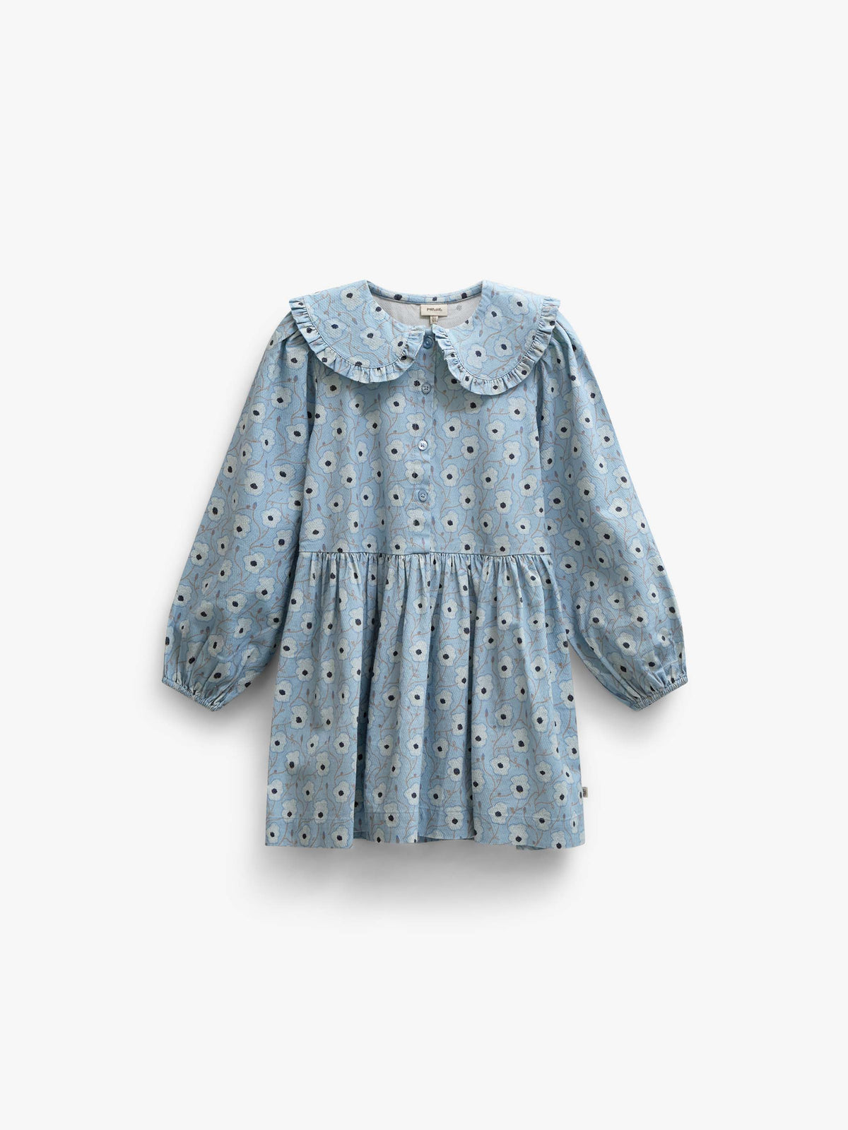 Gebloemde katoenen jurk met rucheskraag Tween - Blue/Brown | 101428 Nova