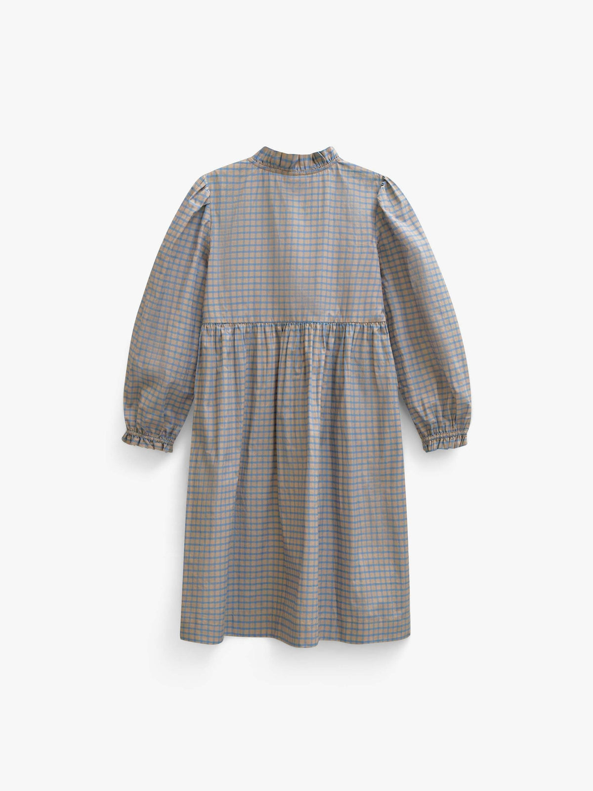Poplin jurk met ruches langs de knopenlijst Tween - Blue Check | 101438 Julia
