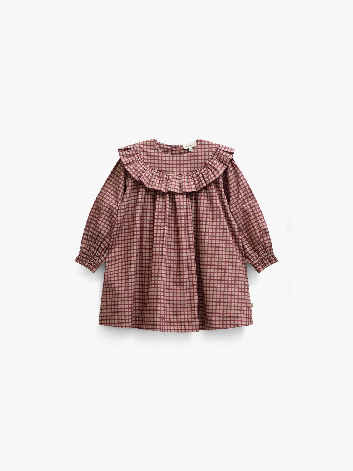 Poplin jurk met ruches bij de pas Kids - Bordeaux Check | 101440 Julia