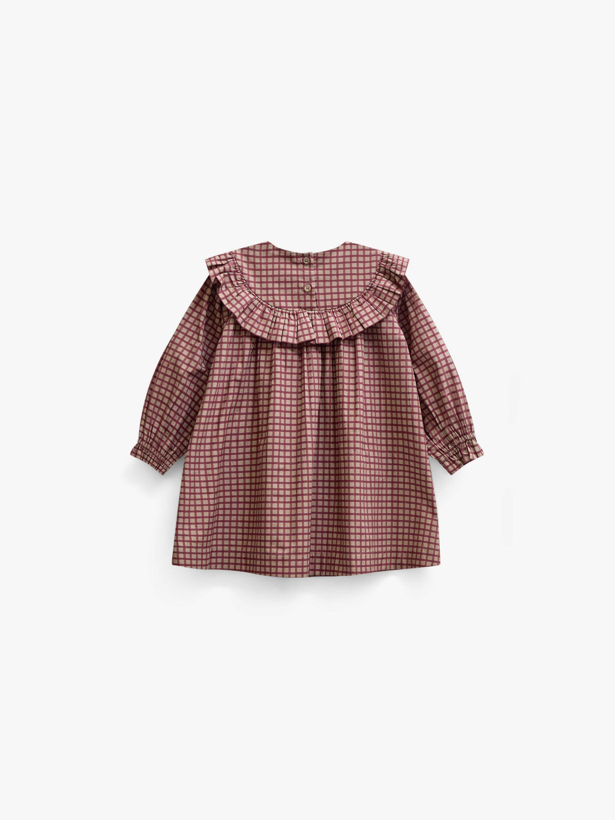 Poplin jurk met ruches bij de pas Kids - Bordeaux Check | 101440 Julia