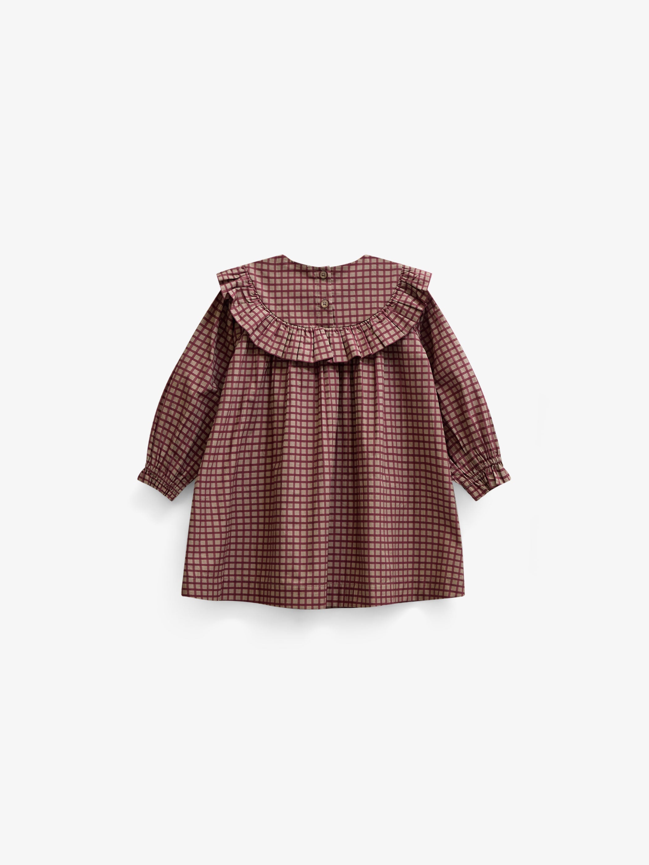 Poplin jurk met ruches bij de pas Kids - Bordeaux Check | 101440 Julia