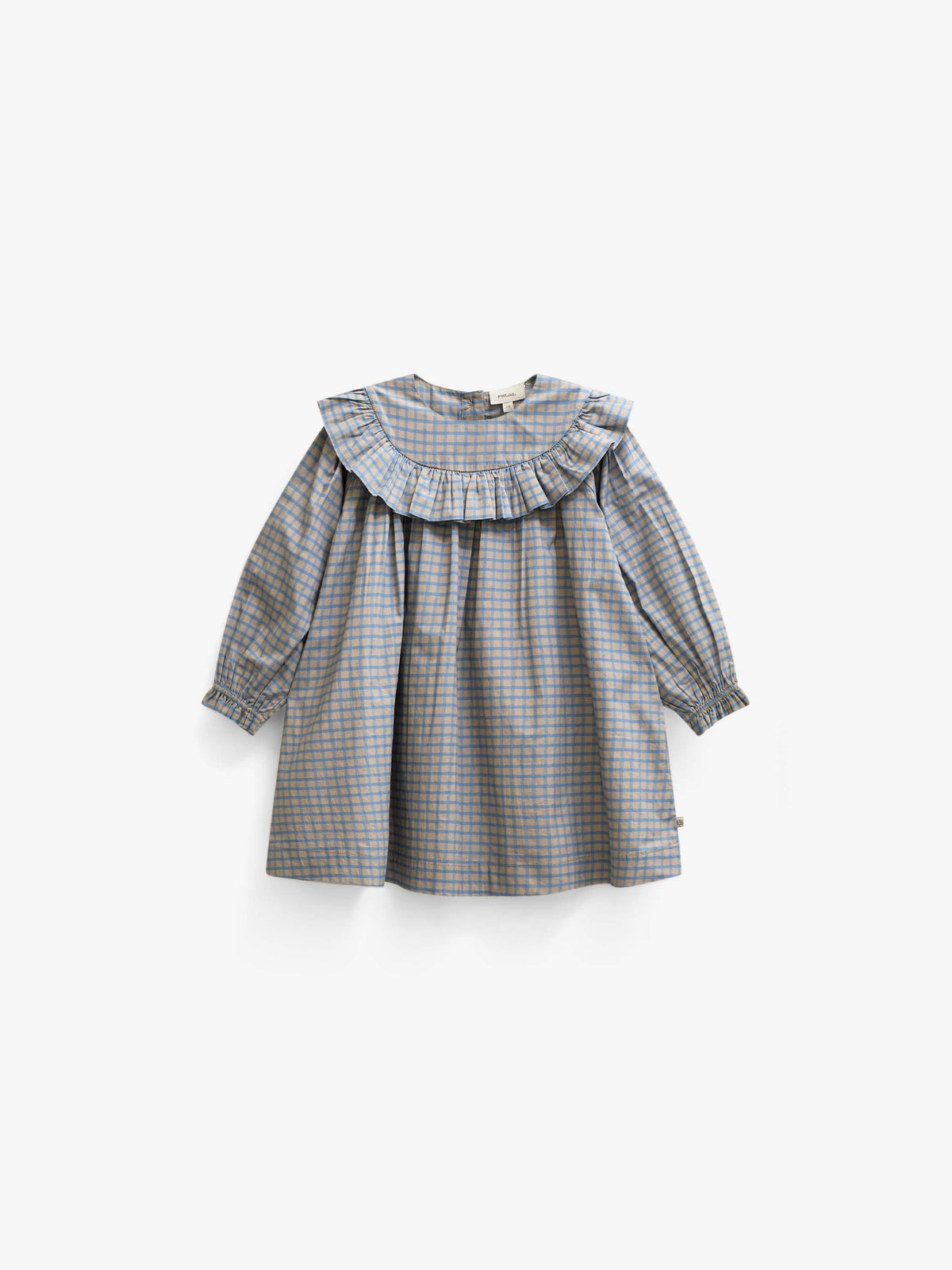 Poplin jurk met ruches bij de pas Kids - Blue Check | 101441 Julia
