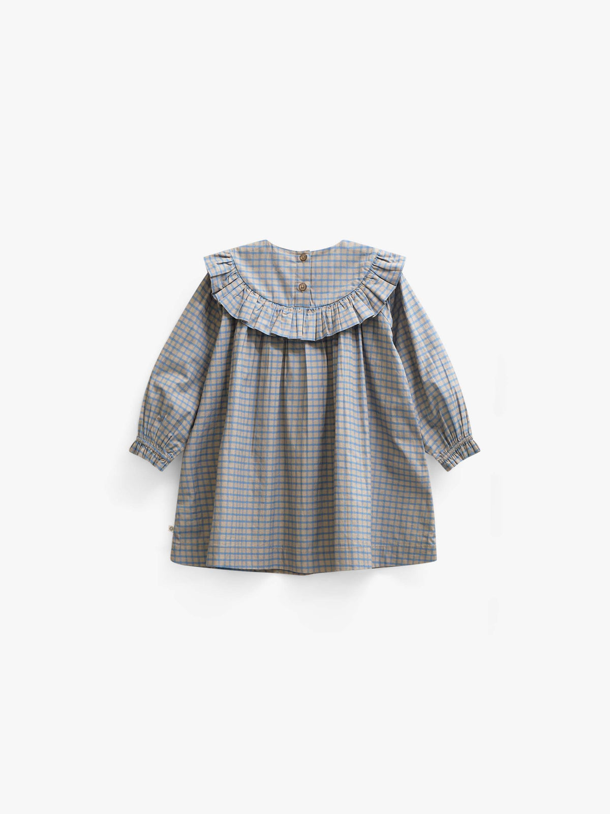 Poplin jurk met ruches bij de pas Kids - Blue Check | 101441 Julia