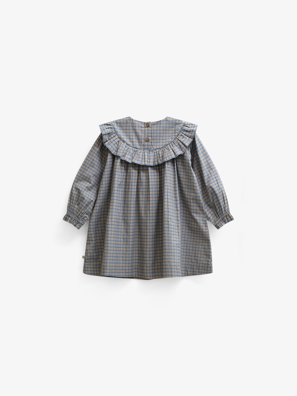 Ruffle Yoke Poplin Dress - Kids - Blue Check | 101441 Julia