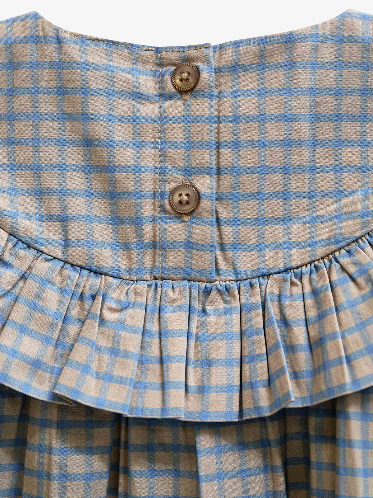 Poplin jurk met ruches bij de pas Kids - Blue Check | 101441 Julia