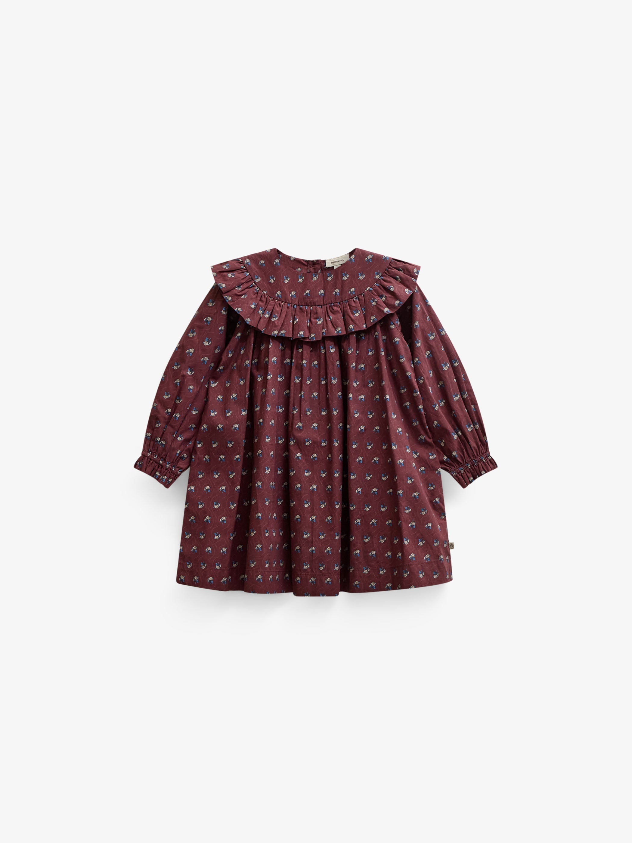 Ruffle Yoke Poplin Dress - Kids - Bordeaux Flowerprint | 101442 Julia