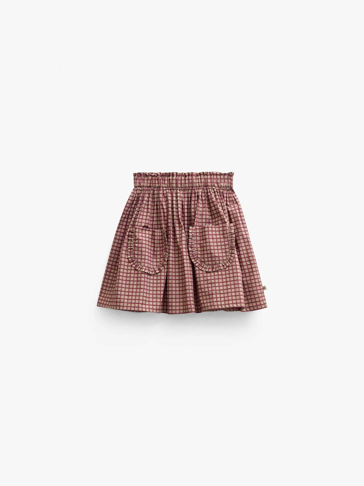 Poplin rok met ruchezakken Tween - Bordeaux Check | 101444 Julia