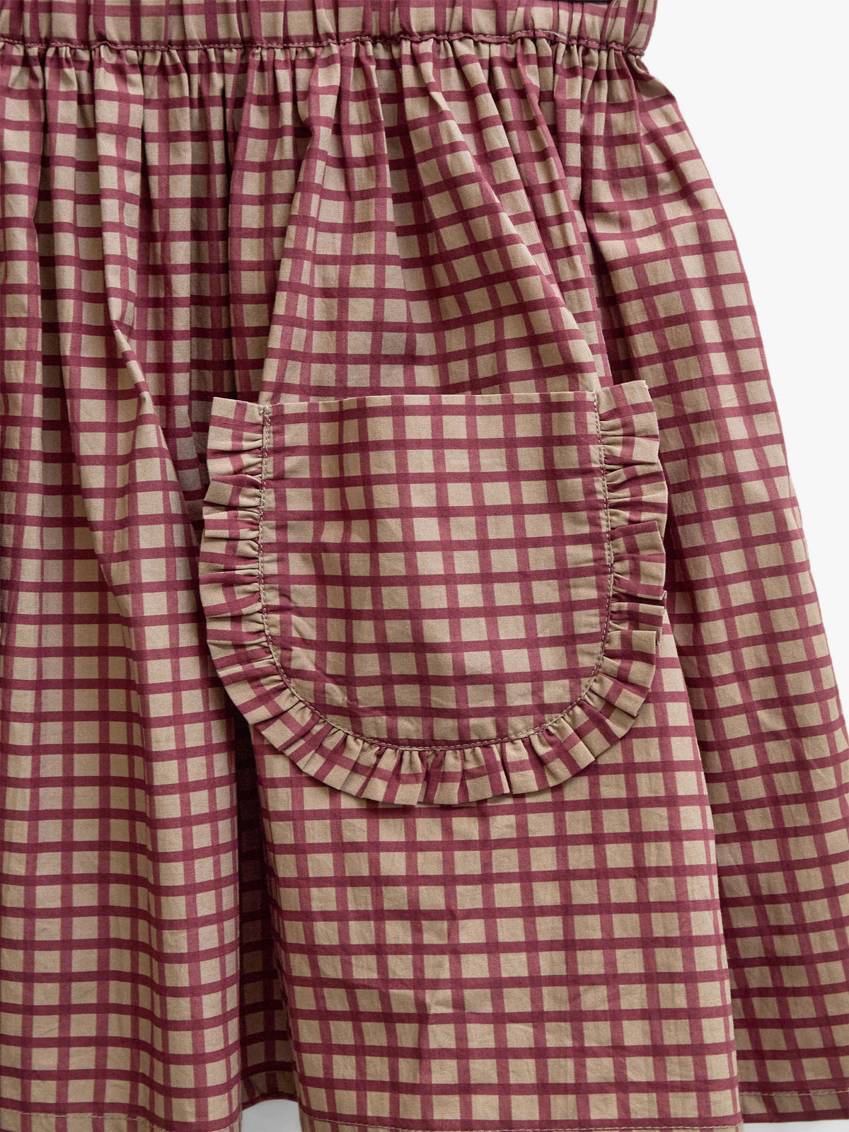 Poplin rok met ruchezakken Tween - Bordeaux Check | 101444 Julia