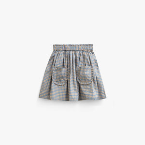 Poplin rok met ruchezakken Kids - Blue Check | 101445 Julia