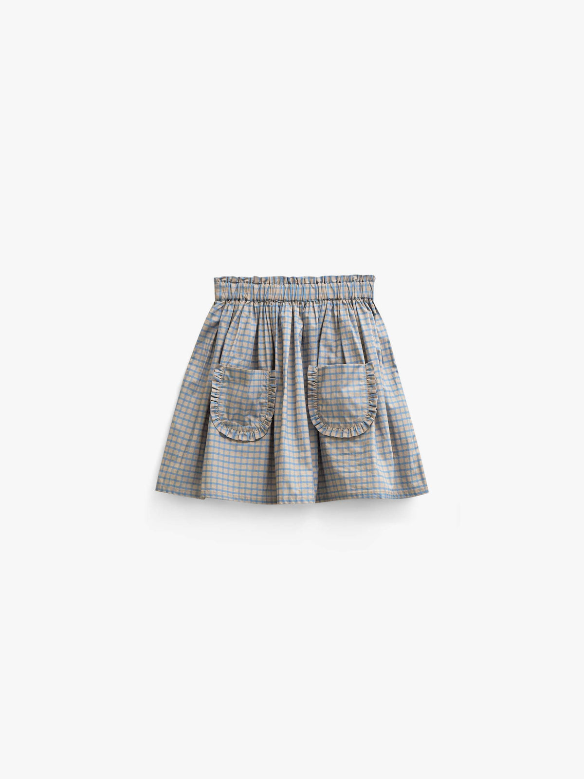 Poplin rok met ruchezakken Kids - Blue Check | 101445 Julia