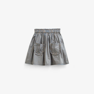Poplin rok met ruchezakken Tween - Blue Check | 101446 Julia