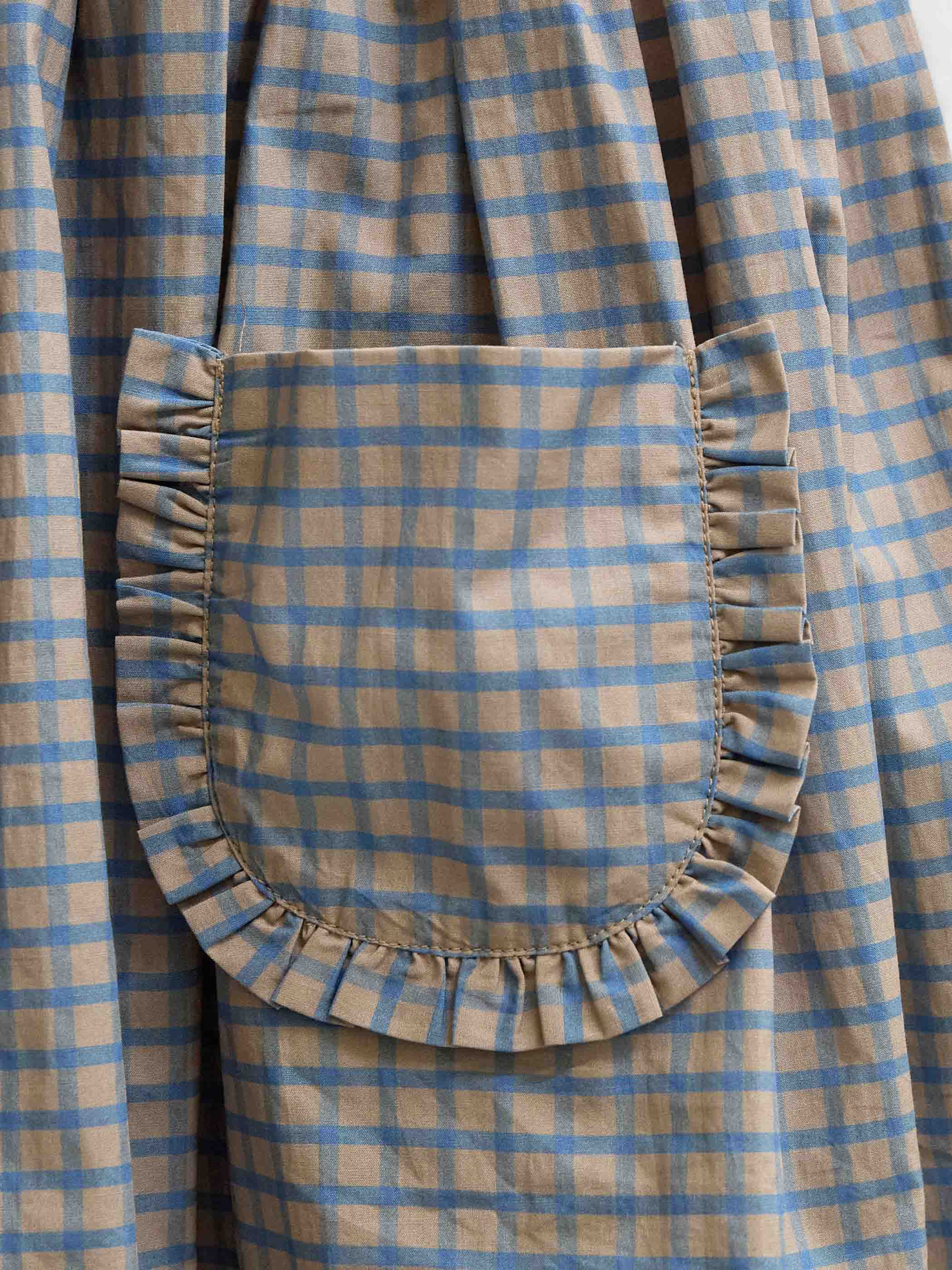 Frill Pocket Poplin Skirt - Tween - Blue Check | 101446 Julia