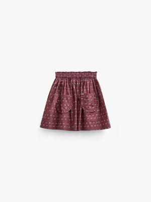 Poplin rok met ruchezakken Kids - Bordeaux Flowerprint | 101447 Julia