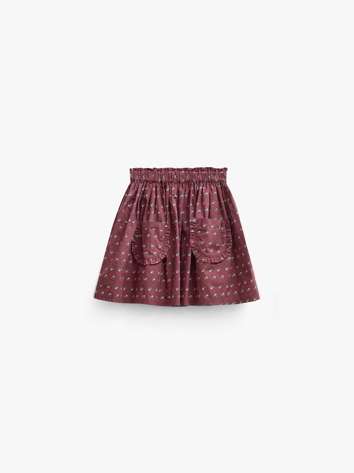 Poplin rok met ruchezakken Kids - Bordeaux Flowerprint | 101447 Julia