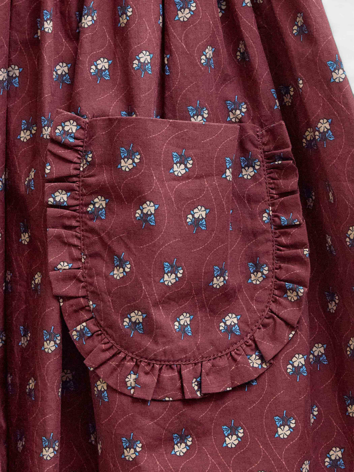 Poplin rok met ruchezakken Tween - Bordeaux Flowerprint | 101448 Julia