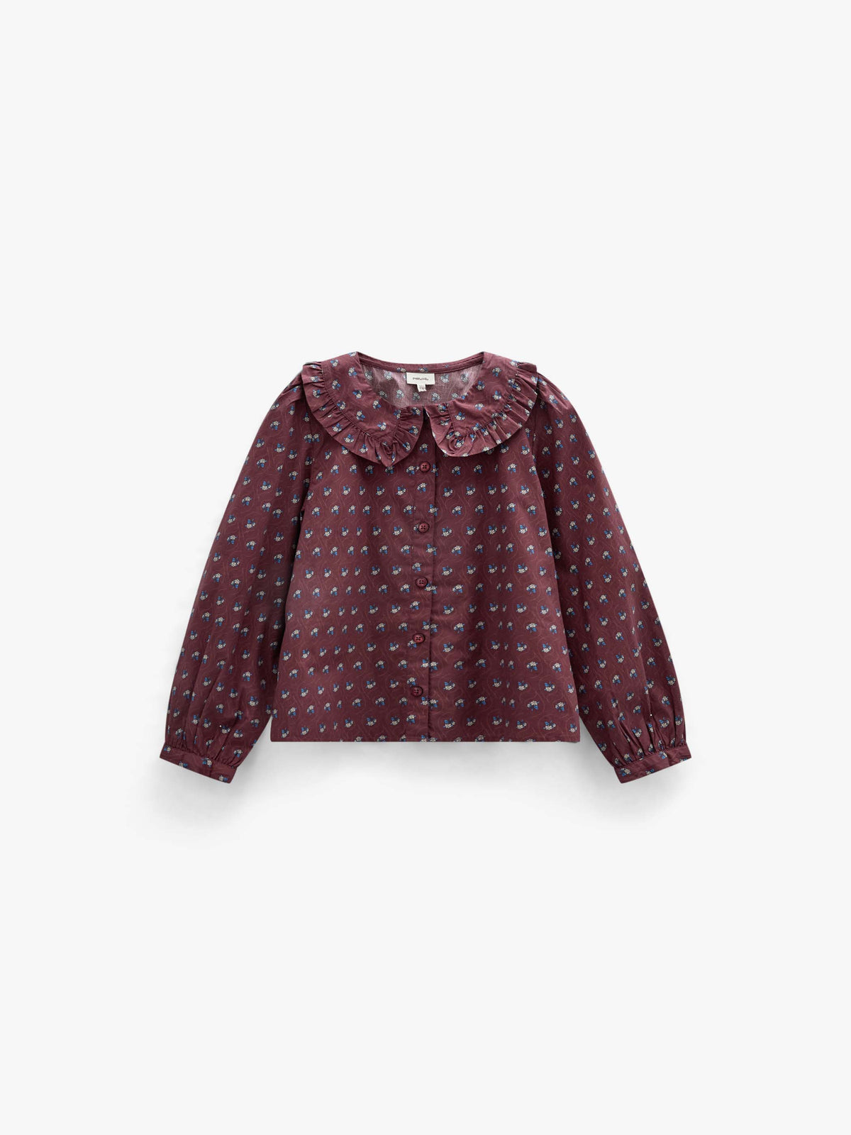 Poplin blouse met rucheskraag Tween - Bordeaux Flowerprint | 101454 Julia