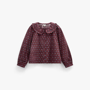 Poplin blouse met rucheskraag Kids - Bordeaux Flowerprint | 101453 Julia