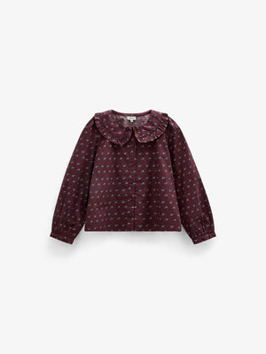 Frill Collar Poplin Blouse - Tween - Bordeaux Flowerprint | 101454 Julia