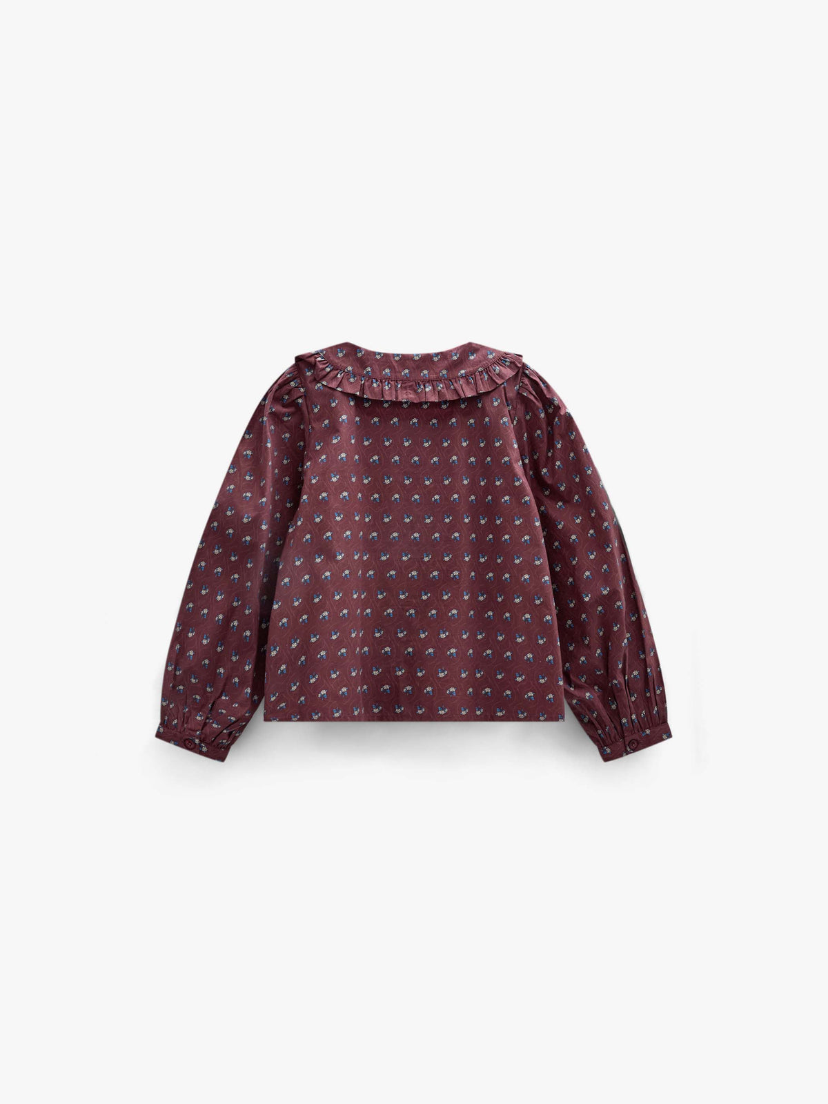 Poplin blouse met rucheskraag Kids - Bordeaux Flowerprint | 101453 Julia