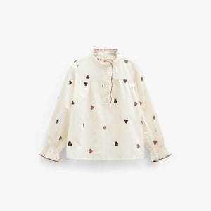 Katoenen blouse met hartborduursel Tween - Rose/Bordeaux | 101458 Elina
