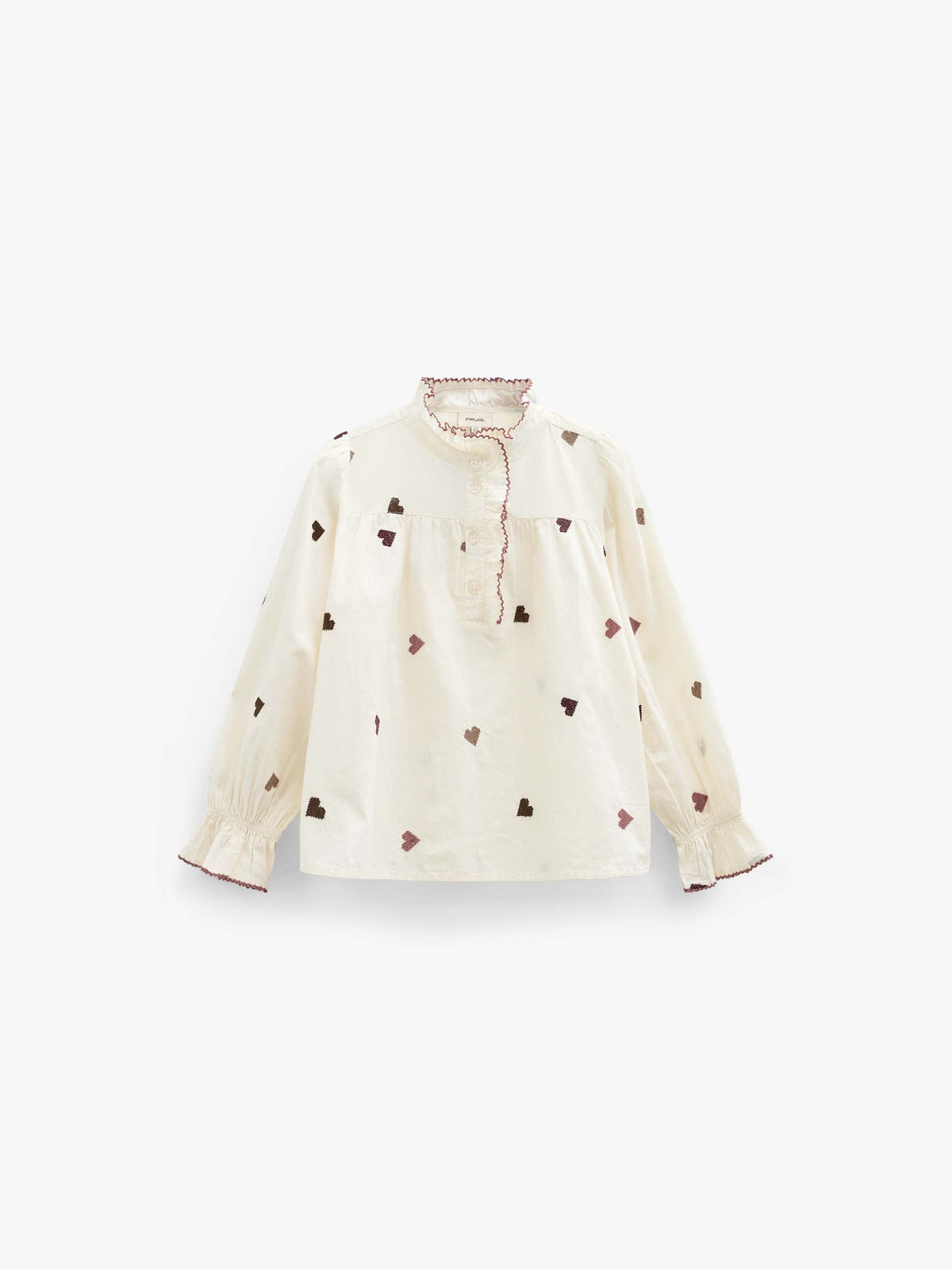 Katoenen blouse met hartborduursel Tween - Rose/Bordeaux | 101458 Elina