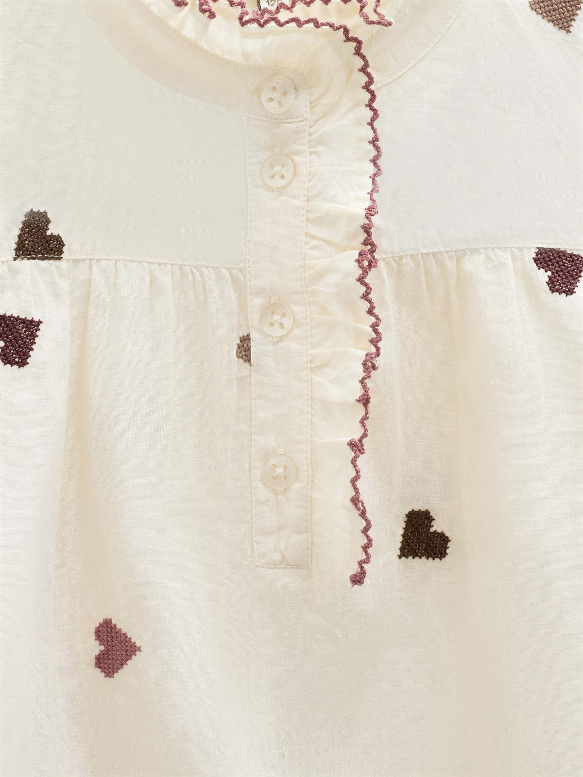 Katoenen blouse met hartborduursel Tween - Rose/Bordeaux | 101458 Elina