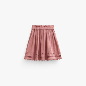 Double gauze rok met kruissteekborduursel Kids - Dusty Rose | 101469 Laureen