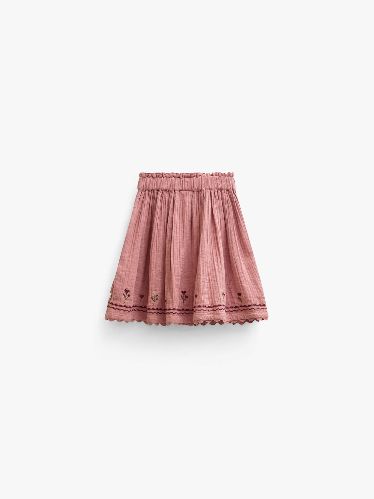Double gauze rok met kruissteekborduursel Tween - Dusty Rose | 101470 Laureen