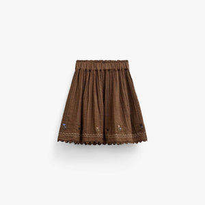 Double gauze rok met kruissteekborduursel Tween - Brown | 101472 Laureen