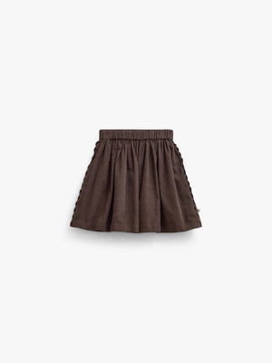 Corduroy rok met zigzagband Kids - Dark Brown | 101477 Sille