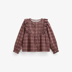 Checked Cotton Frill Blouse - Tween - Rose | 101494 Penny