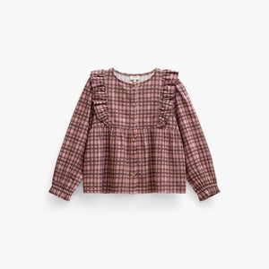 Geruite katoenen blouse met ruches Tween - Rose | 101494 Penny