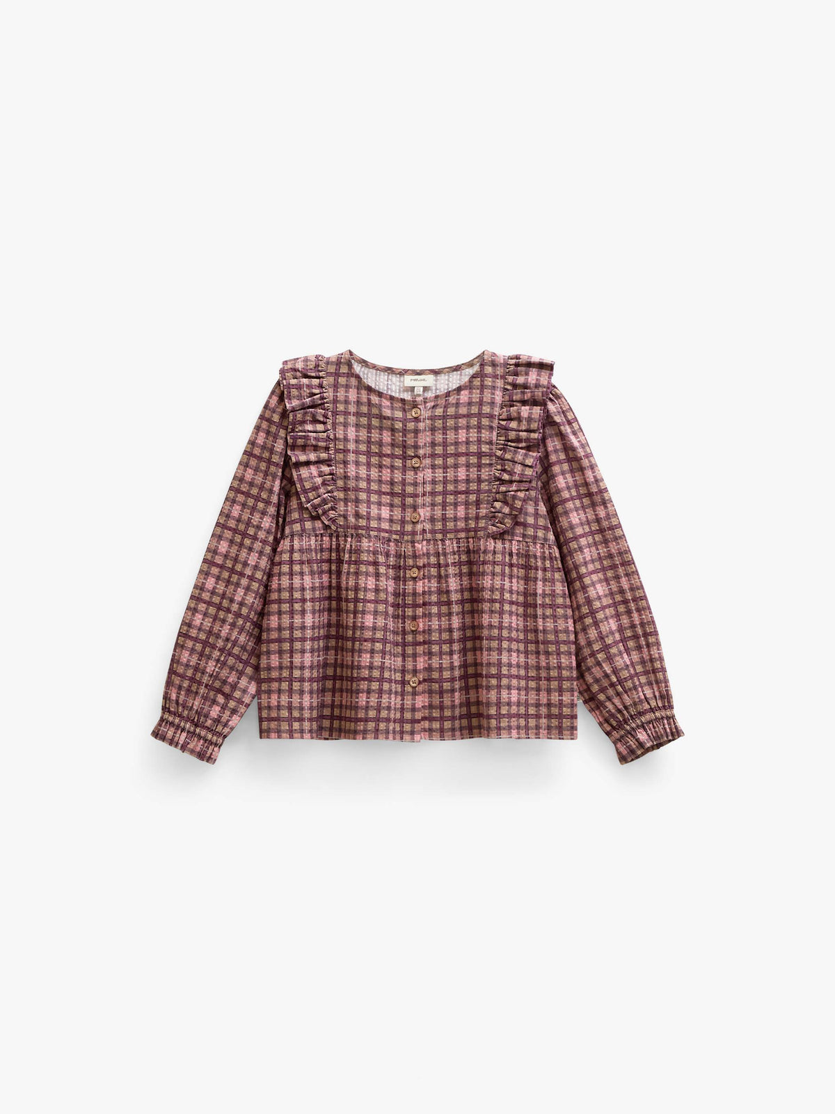 Geruite katoenen blouse met ruches Tween - Rose | 101494 Penny