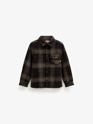 Geruit overshirt in geborstelde wolmix Kids - Brown Check | 101525 Daxton