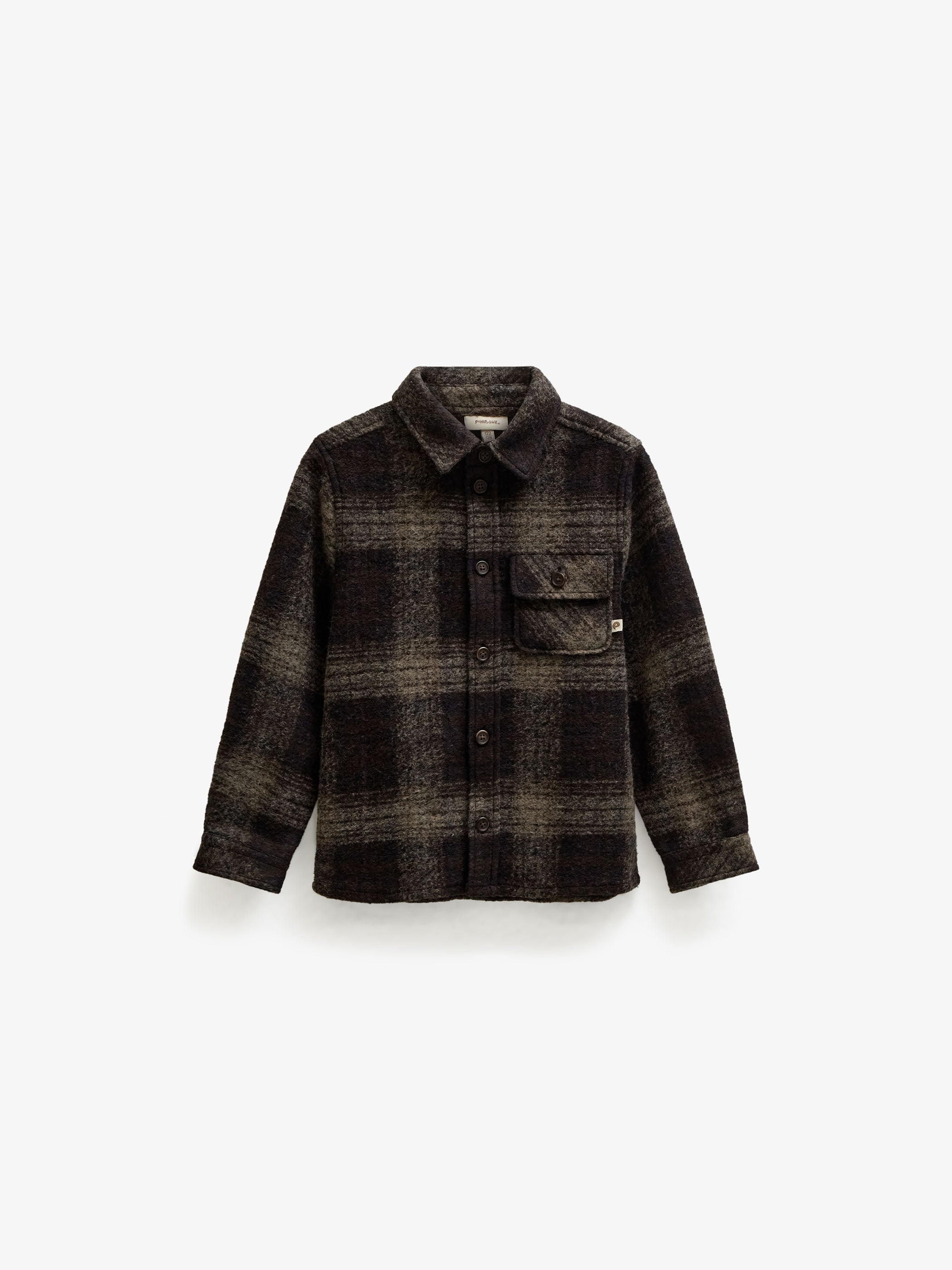 Geruit overshirt in geborstelde wolmix Kids - Brown Check | 101525 Daxton