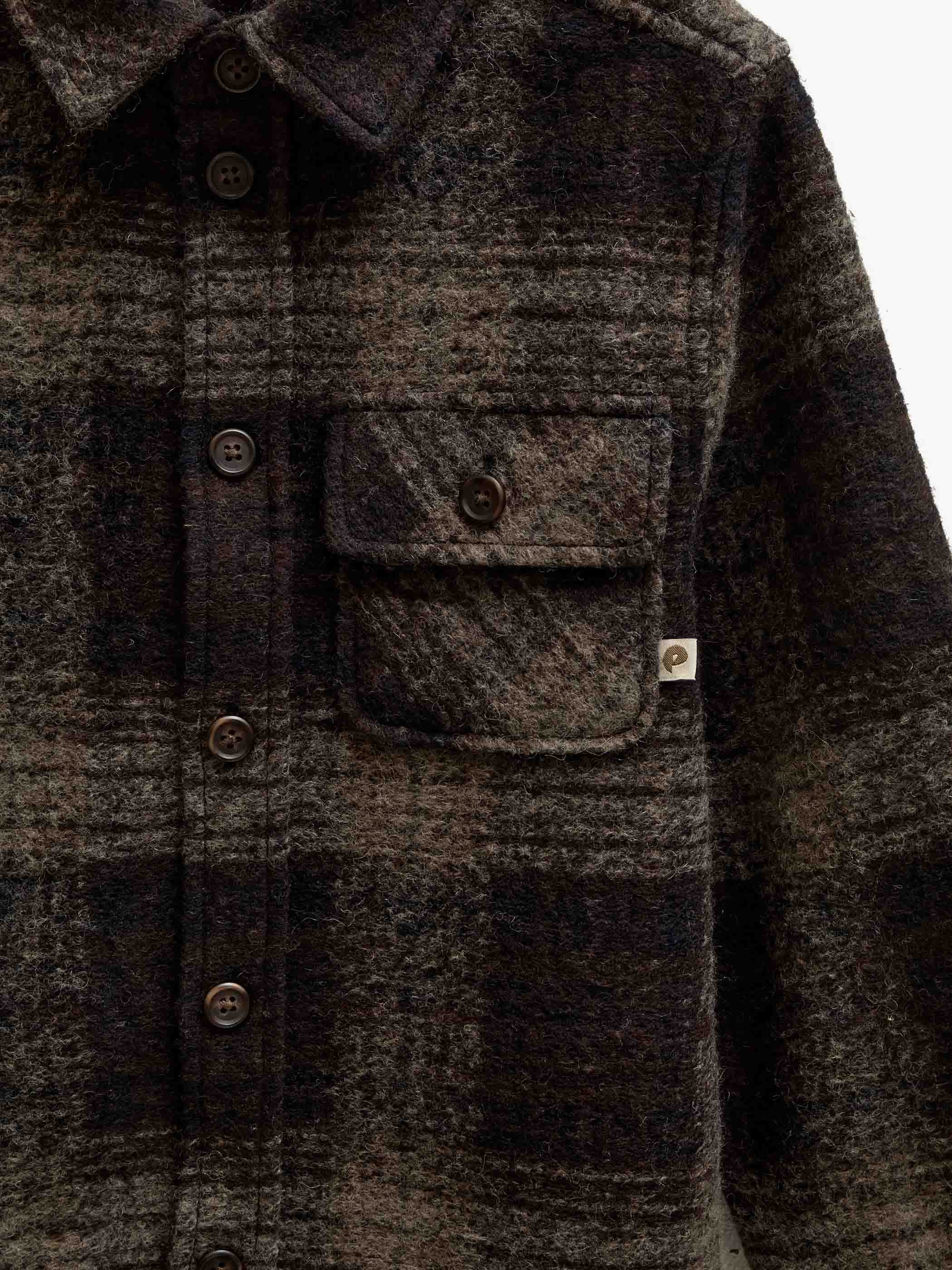 Geruit overshirt in geborstelde wolmix Kids - Brown Check | 101525 Daxton