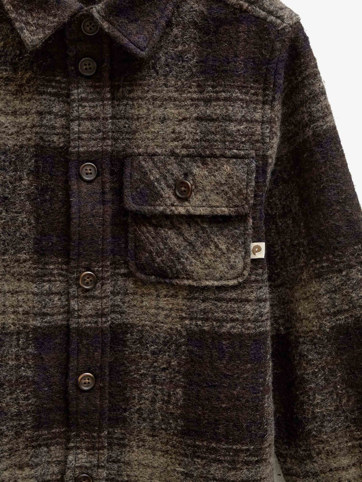 Geruit overshirt in geborstelde wolmix Kids - Brown Check | 101525 Daxton