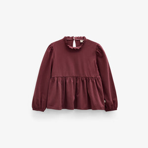 Effen jersey peplum blouse Tween - Bordeaux | 101548 Heidi