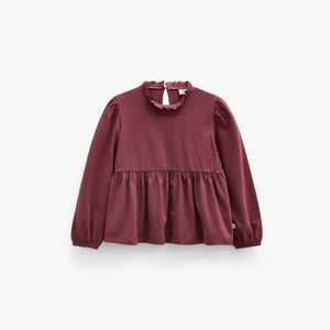Effen jersey peplum blouse Tween - Bordeaux | 101548 Heidi