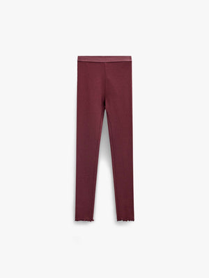 Ribbed Modal-Blend Leggings - Kids - Bordeaux | 101569 Lottie